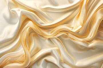 Fototapeta premium Elegant Golden Silk Fabric with Soft, Flowing Drapes