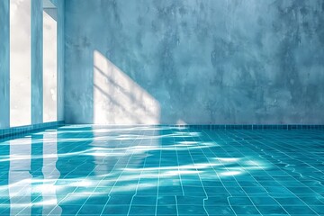 Obraz premium Serene Indoor Pool with Sunlight Reflections on Water Surface