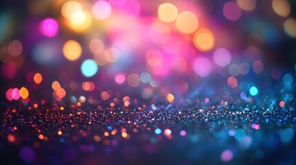 Abstract Glitter Background with Colorful Bokeh Lights