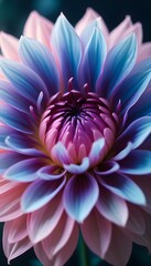 Fototapeta premium Closeup of a lush vibrant blue and pink dahlia floWER