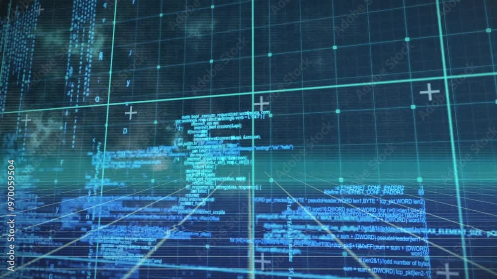 Poster animation of digital data processing over grid