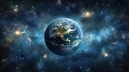 Obraz premium Earth in the Vastness of Space with Visible Stars and Galaxies
