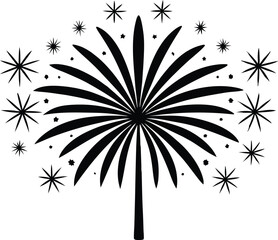 Fireworks Silhouette Icon - Transparent Background Clipart 