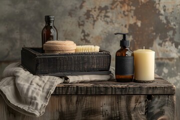 Serene Spa Essentials: A Rustic Still Life Arrangement