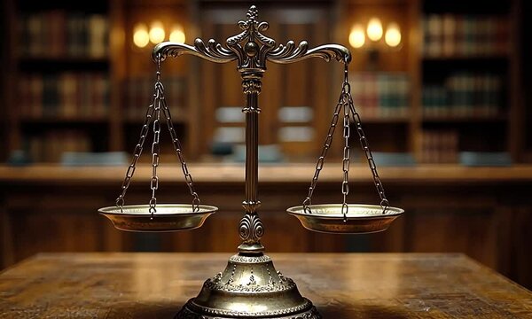 Scales of Justice in a Law Library