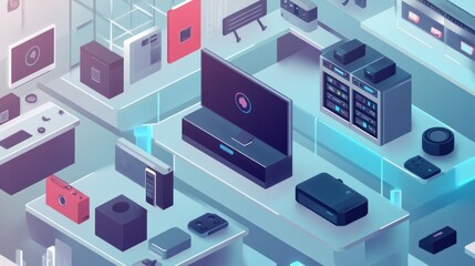 Isometric Illustration of a Smart Home Setup