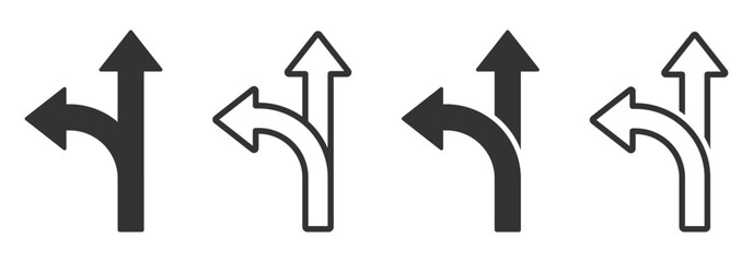 Choice vector icons set. Alternate Route line and filled flat designs. Alternate Route icon