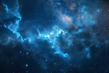 Fototapeta premium Stunning Cosmic Nebula with Vibrant Blue Hues and Distant Stars