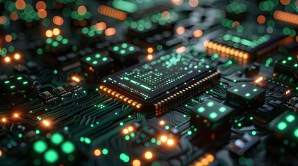 Obraz premium Circuit board. Technology background. Central Computer Processors CPU concept. Motherboard digital chip. Tech science background. Integrated communication processor.