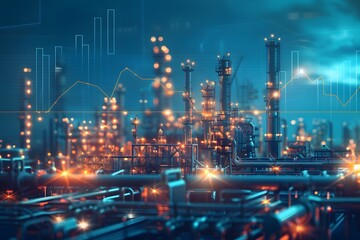 Fototapeta premium Futuristic Industrial Landscape with Data Visualization Elements