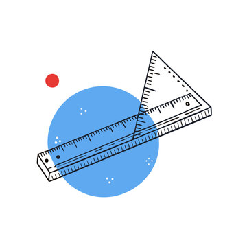 recommend clip art: Geometric tools illustration featuring a ruler and triangle on a blue background for educational concepts