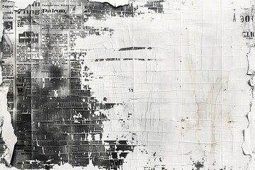 Fototapeta premium Abstract Texture of Worn Newspaper Clippings on a Faded Background