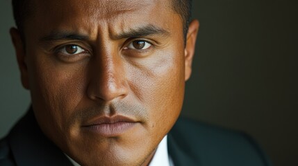 Fototapeta premium Close-up Portrait of a Man with a Serious Expression
