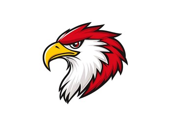 Obraz premium Red and White Eagle Mascot Head with Angry Expression