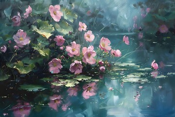 Serene Water Lilies in Bloom: A Tranquil Reflection of Nature's Beauty