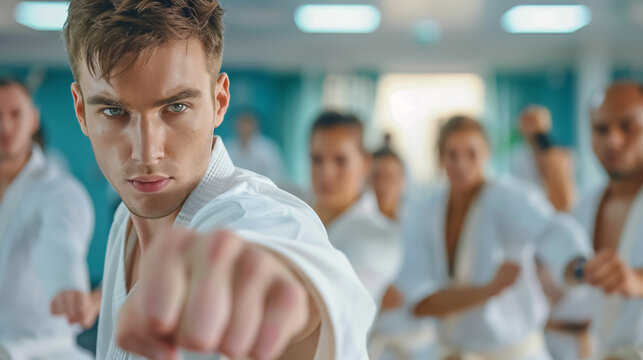 Dark silhouette of a male hockey player in uniform, helmet, and skates with a stick on the ice arena with smoke and blue backlight. Sportsman posing at the stadium ice rink. Winter sports.