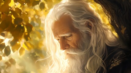 Fototapeta premium Moses, biblical prophet of Exodus, who received Ten Commandments, a symbol of faith and ancient Hebrew law, illustration with tradition Middle Eastern elements, Old Testament, Israel, Torah