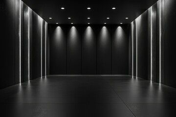 Dark Room with Recessed Lighting and Textured Walls