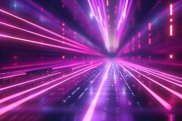 Vibrant Neon Light Tunnel with Dynamic Motion Effects