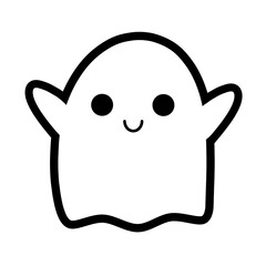 Cute ghost outline with hands raster drawing