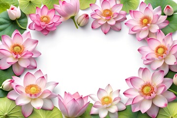 Fototapeta premium lotus flowers frame isolated on a white background
