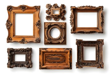Elegant Collection of Vintage Wooden Picture Frames in Various Designs