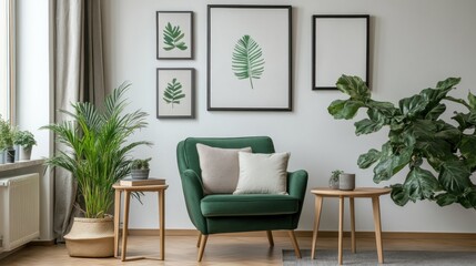 Green Armchair in a Modern Living Room