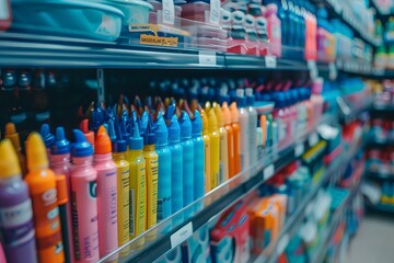 Vibrant Display of Art Supplies in a Store Aisle