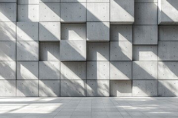 Obraz premium Concrete Wall with Geometric Patterns and Shadows