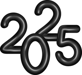 new year 2025 black number