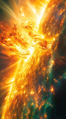 Magnificent solar flare bursting from the surface of the Sun in an active solar region