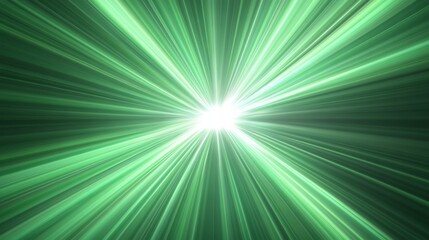 Naklejka premium Green light rays radiating from a central