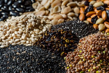 A Colorful Array of Seeds and Grains Showcasing Nature's Bounty