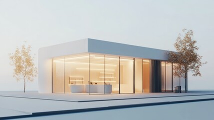 Obraz premium Modern Store Front with Glass Windows and Minimalist Design