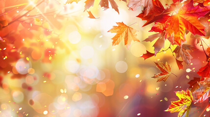 Fall Background with Autumn Maple Leaves: Vibrant and colorful.
