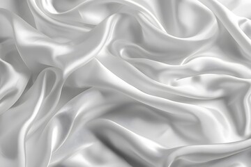 Fototapeta premium Elegant White Satin Fabric with Soft, Flowing Drapes