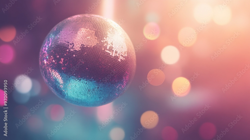 Canvas Prints A Disco Ball Reflects Colorful Lights in a Dimly Lit Room