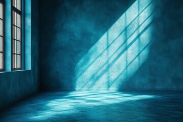 Blue Room With Window Light and Shadow Pattern