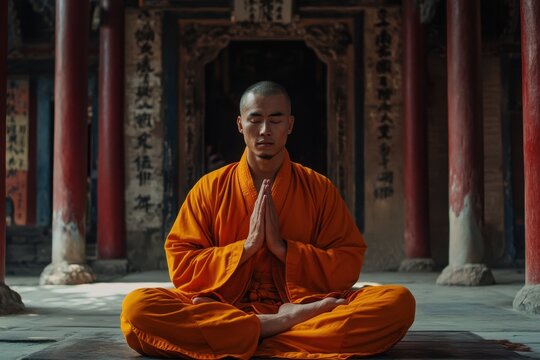 Shaolin monk in meditation