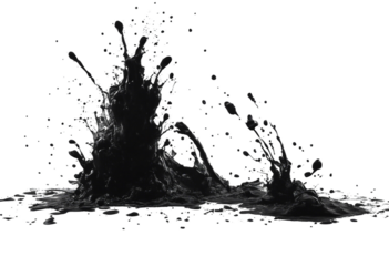 Black ink brush stroke Black brush splashes isolated on transparent