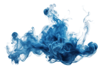 Blue smoke watercolor abstract blue liquid Acrylic colors and ink in water isolated on white and tra