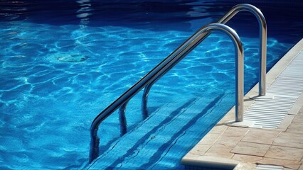 Steel stair in pool