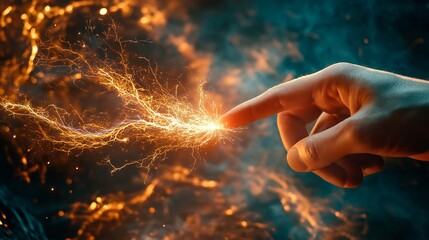 sparks fly from the tip of your finger