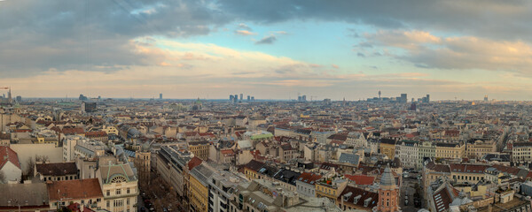 Fototapeta premium aerial panoramical view of eastern part of Vienna austrian capital city