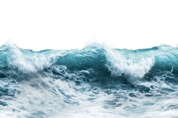 Naklejka premium Strong waves with foam on white background banner style