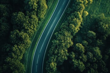 Summer road aerial photo with space for decoration