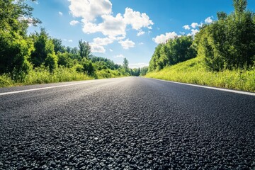 Sunny summer day countryside road view