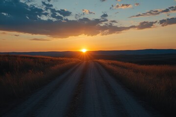 Fototapeta premium Sunset on dusty path