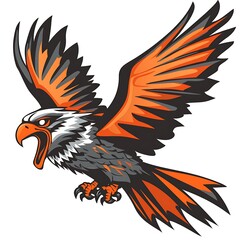 Obraz premium Aggressive Eagle Bird Flying with Open Wings, Mascot Design