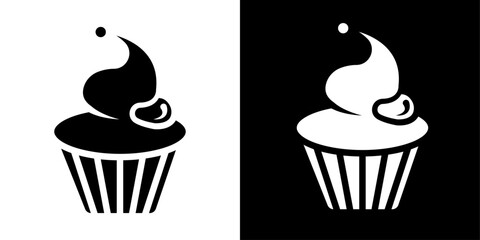 Cupcake icon Isolated flat vector in outline